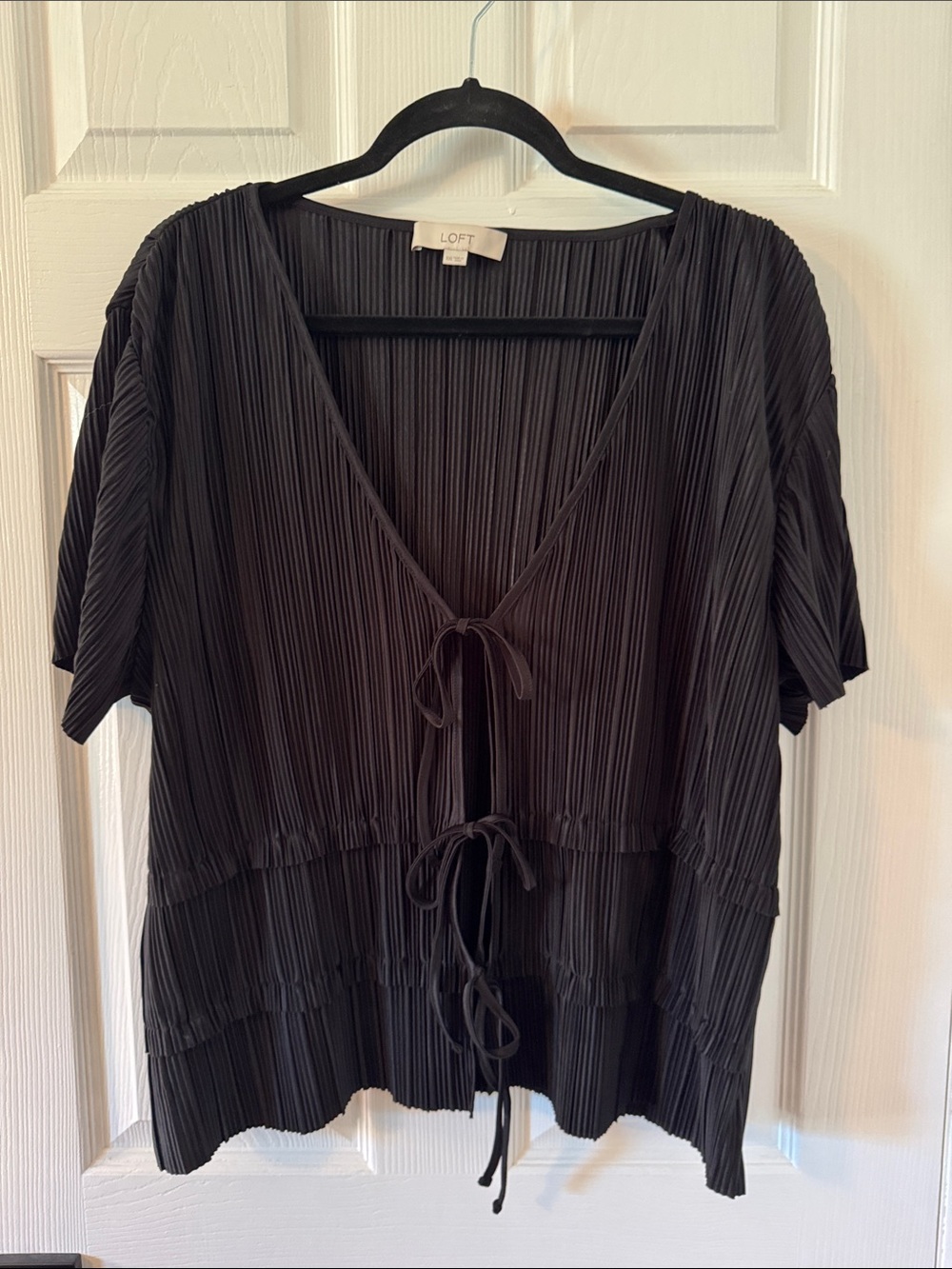 Loft Pleated Bow Tie Top